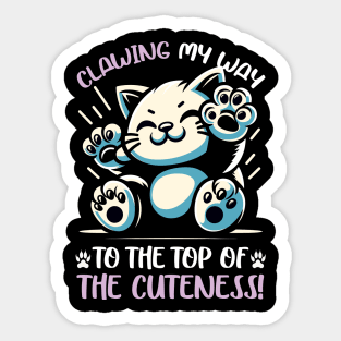 Cute Kitten Clawing to the Top of Cuteness, Cat Lover Sticker